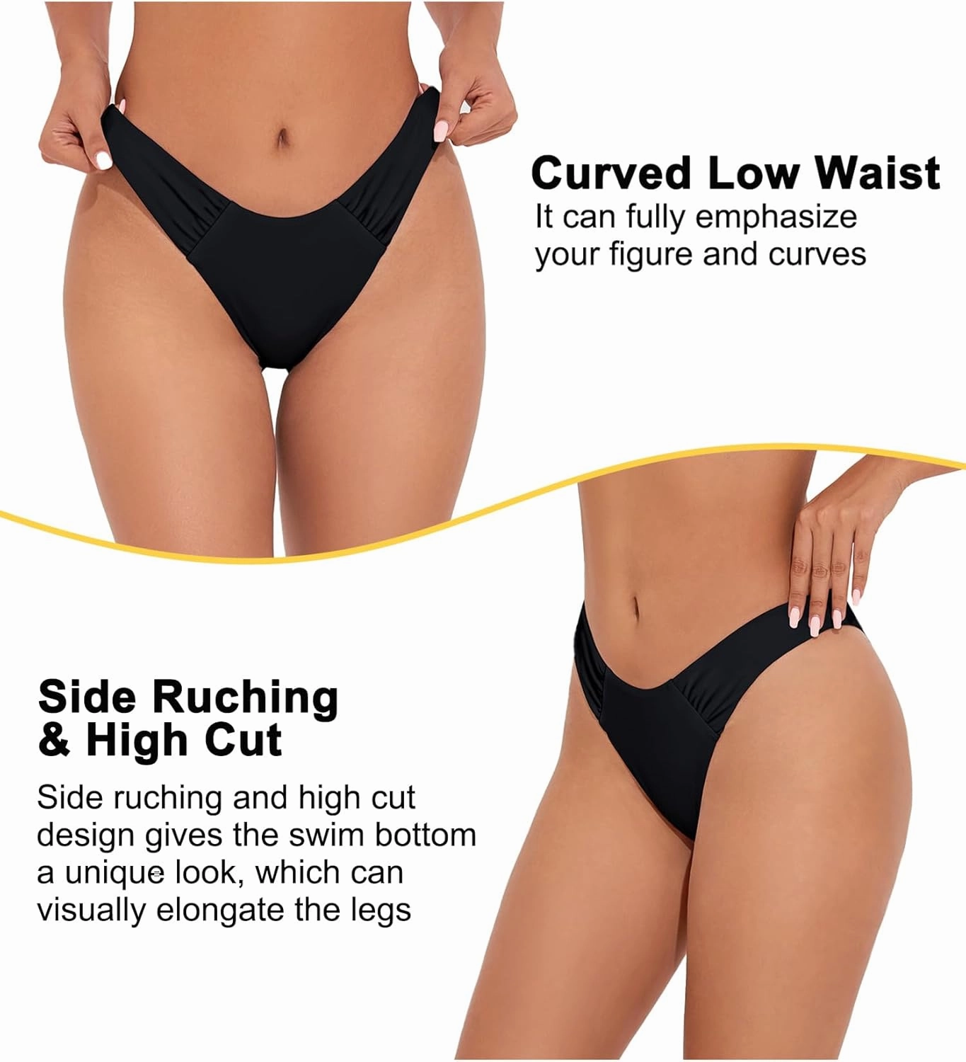 Tournesol Women's Bikini Bottoms Cheeky Low Rise Bathing Suit Bottoms High Cut Ruched Swimsuit Briefs