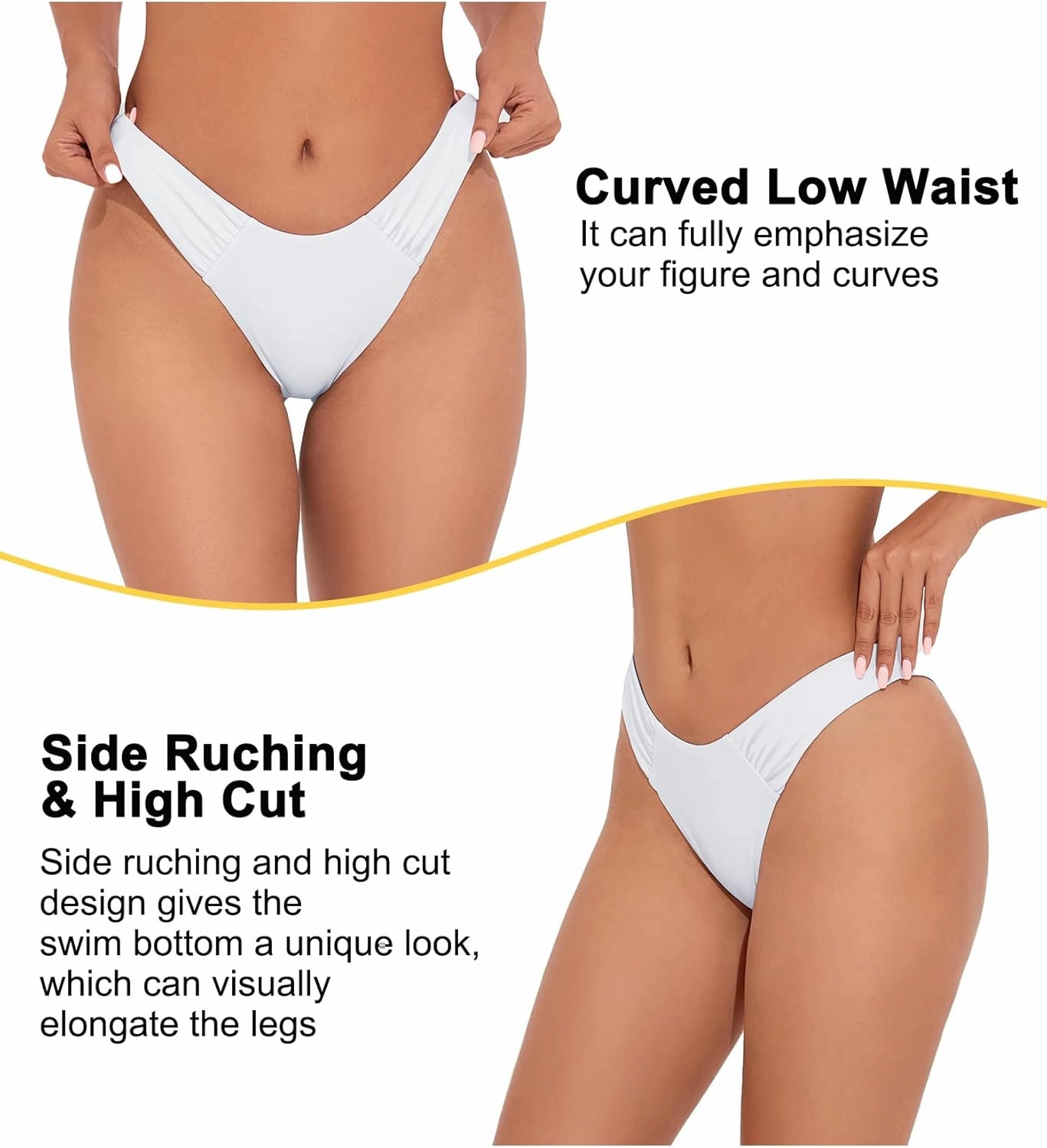 Tournesol Women's Bikini Bottoms Cheeky Low Rise Bathing Suit Bottoms High Cut Ruched Swimsuit Briefs