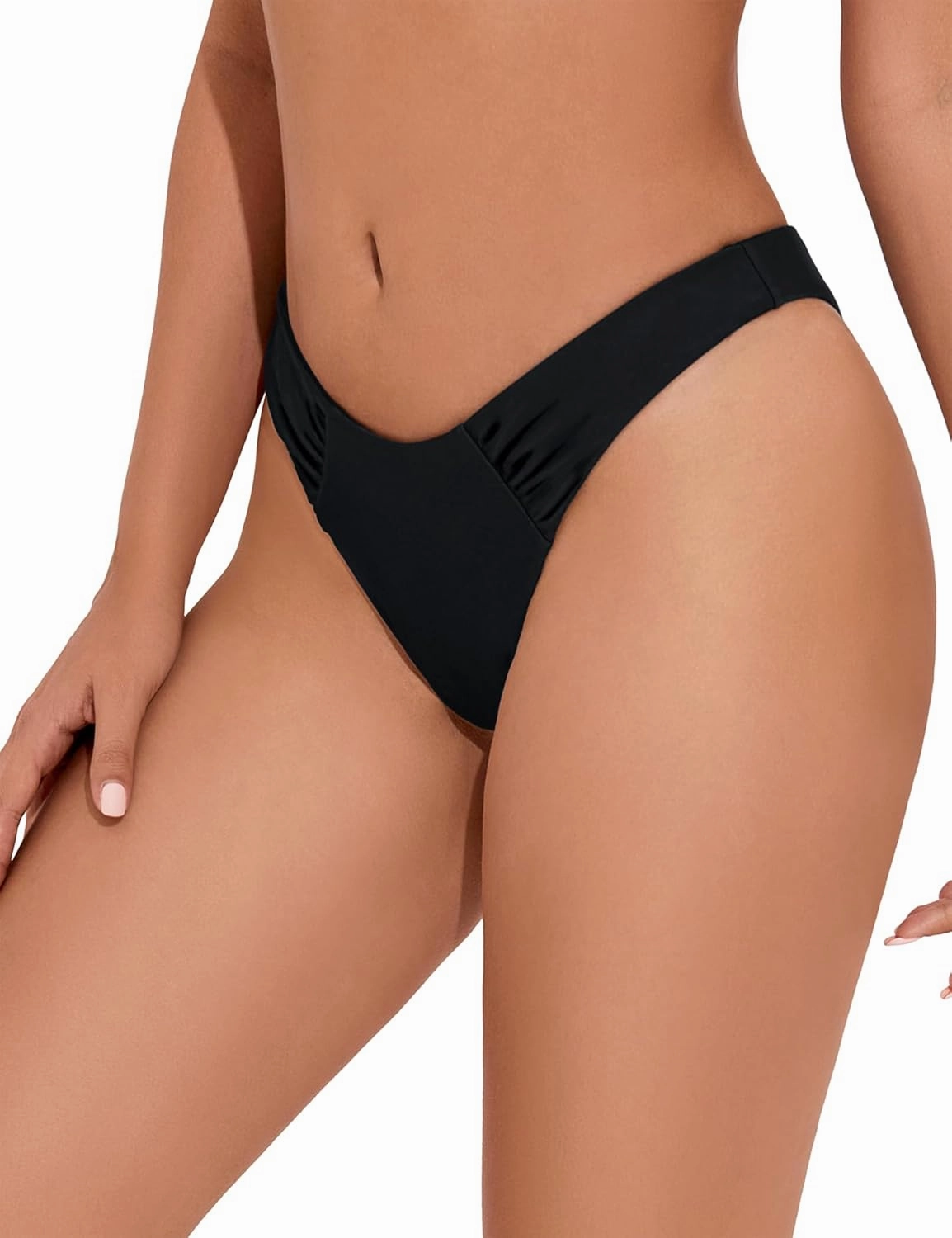 Tournesol Women's Bikini Bottoms Cheeky Low Rise Bathing Suit Bottoms High Cut Ruched Swimsuit Briefs