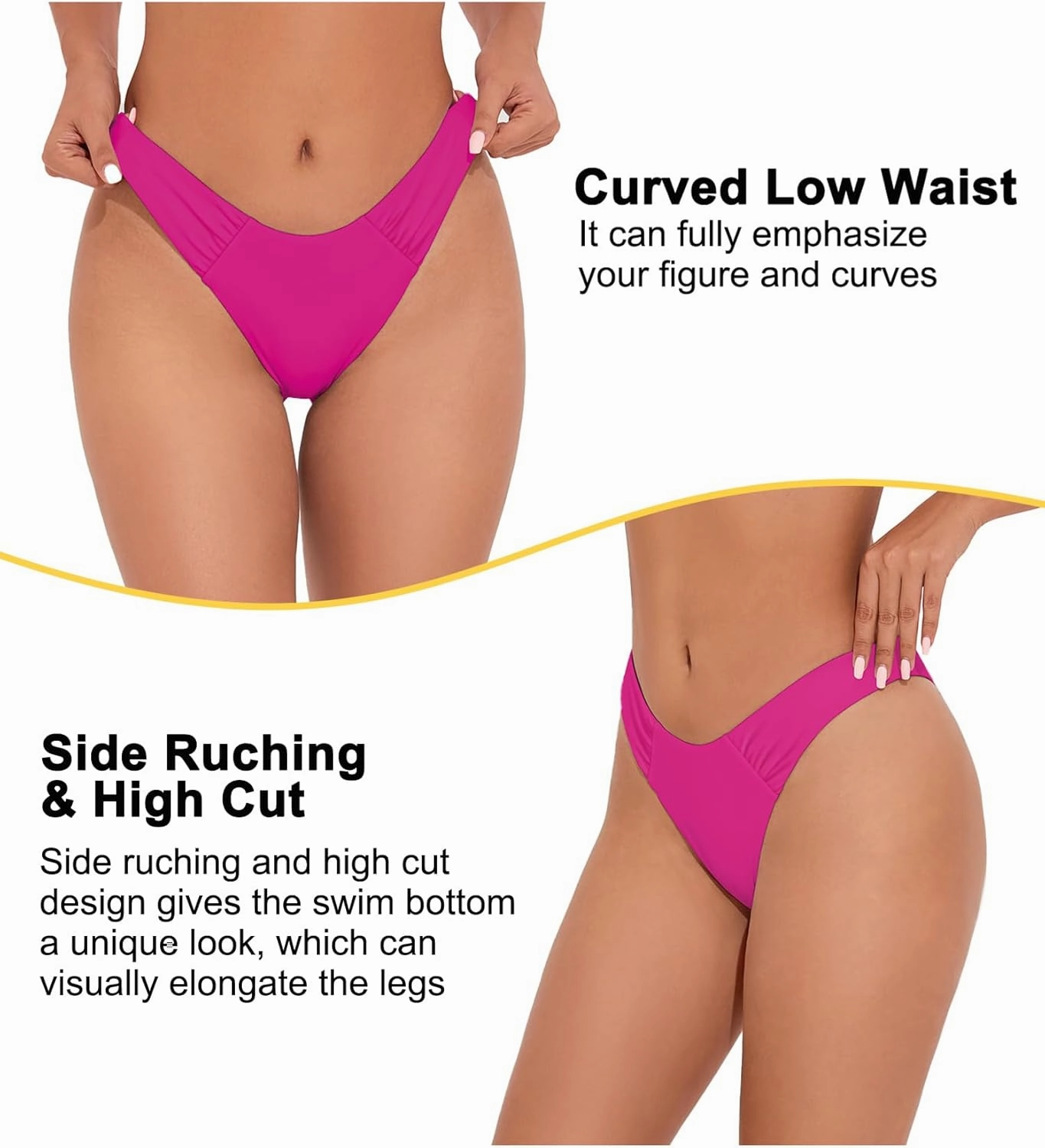 Tournesol Women's Bikini Bottoms Cheeky Low Rise Bathing Suit Bottoms High Cut Ruched Swimsuit Briefs
