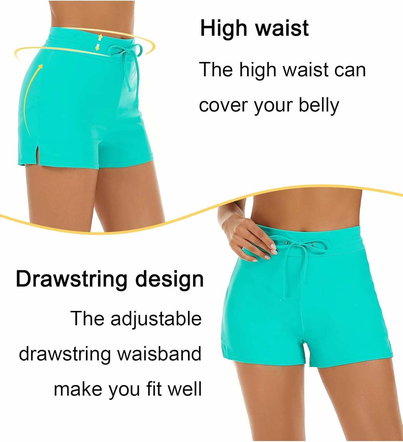 Tournesol Women's Swim Shorts High Waisted Bathing Suit Bottoms Swimsuit Tankini Boy Shorts with Liner
