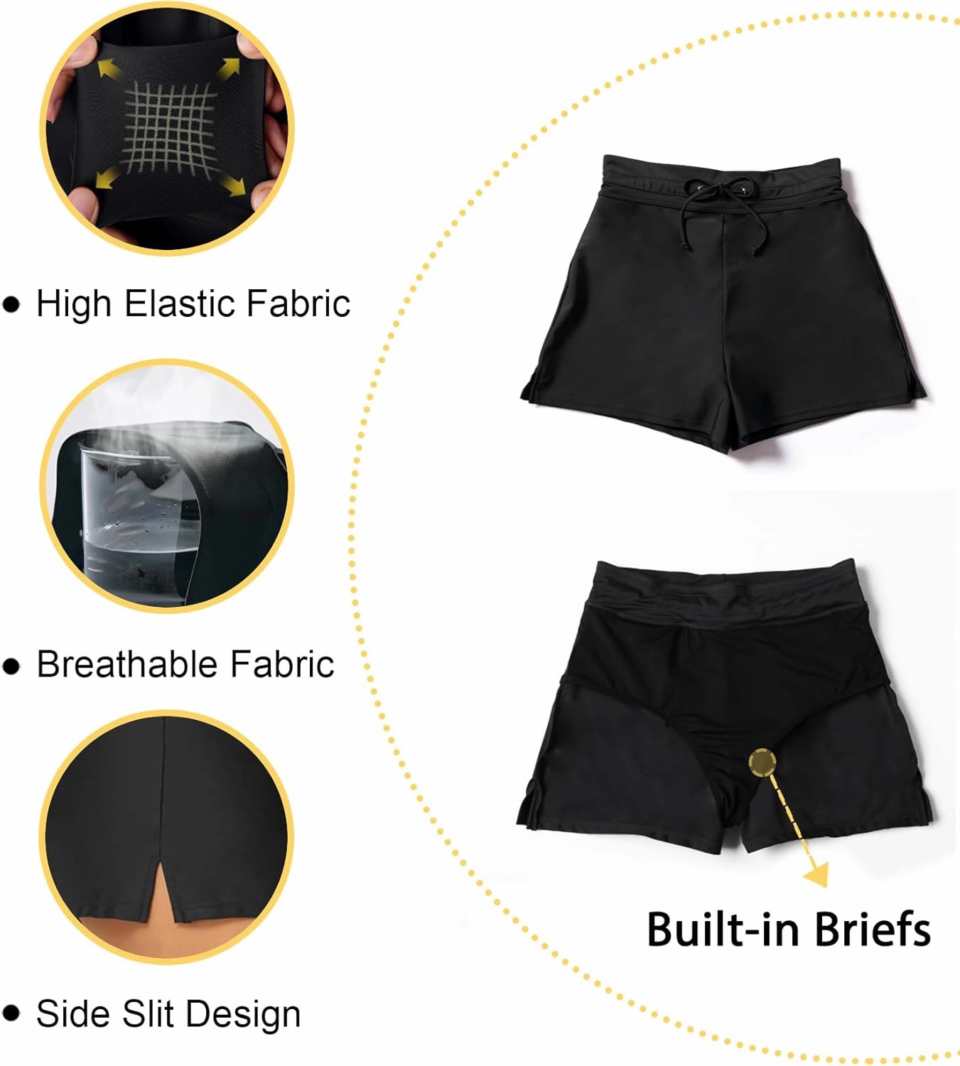 Tournesol Women's Swim Shorts High Waisted Bathing Suit Bottoms Swimsuit Tankini Boy Shorts with Liner