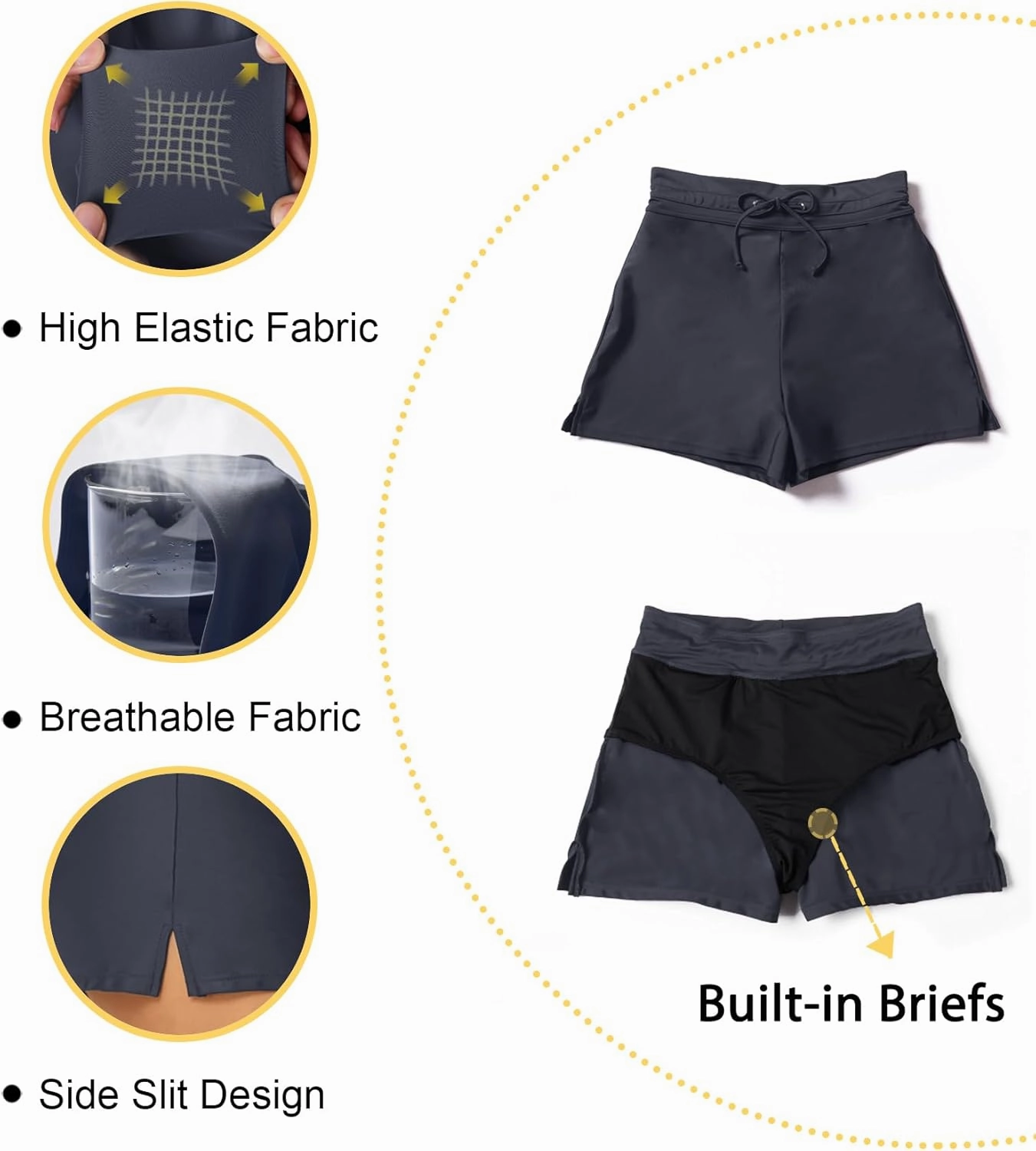 Tournesol Women's Swim Shorts High Waisted Bathing Suit Bottoms Swimsuit Tankini Boy Shorts with Liner