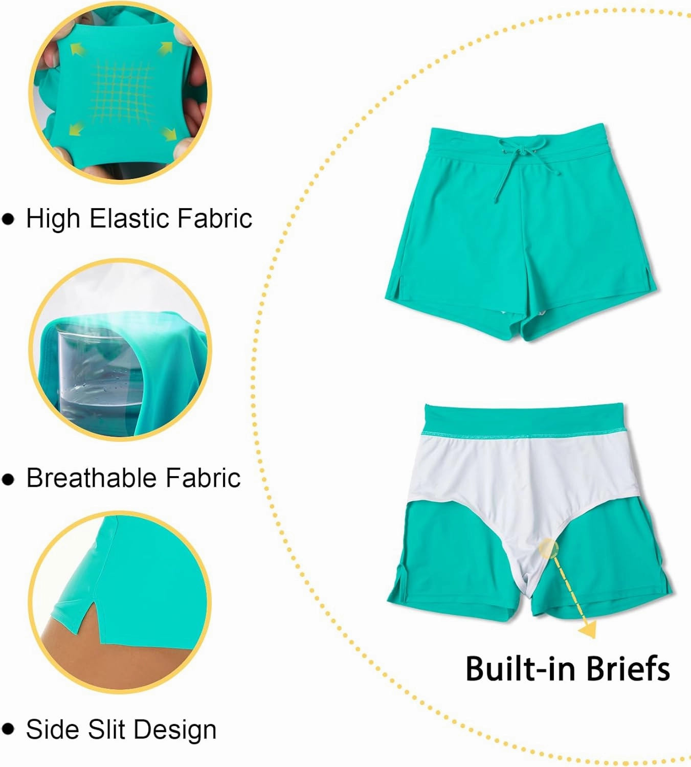 Tournesol Women's Swim Shorts High Waisted Bathing Suit Bottoms Swimsuit Tankini Boy Shorts with Liner