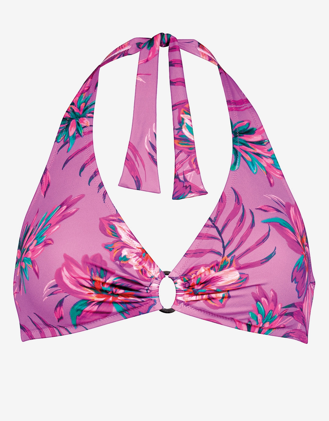 Tropic Radiance Halter Bikini Top - Electric Pink