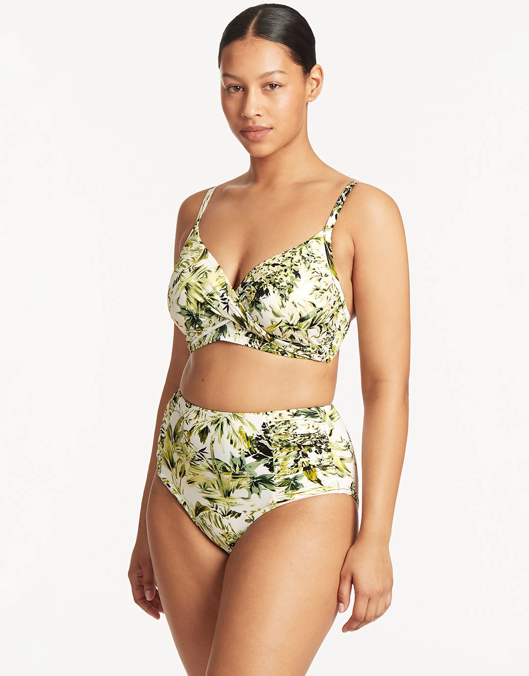 Troppica High Waist Gathered Side Bikini Pant - White