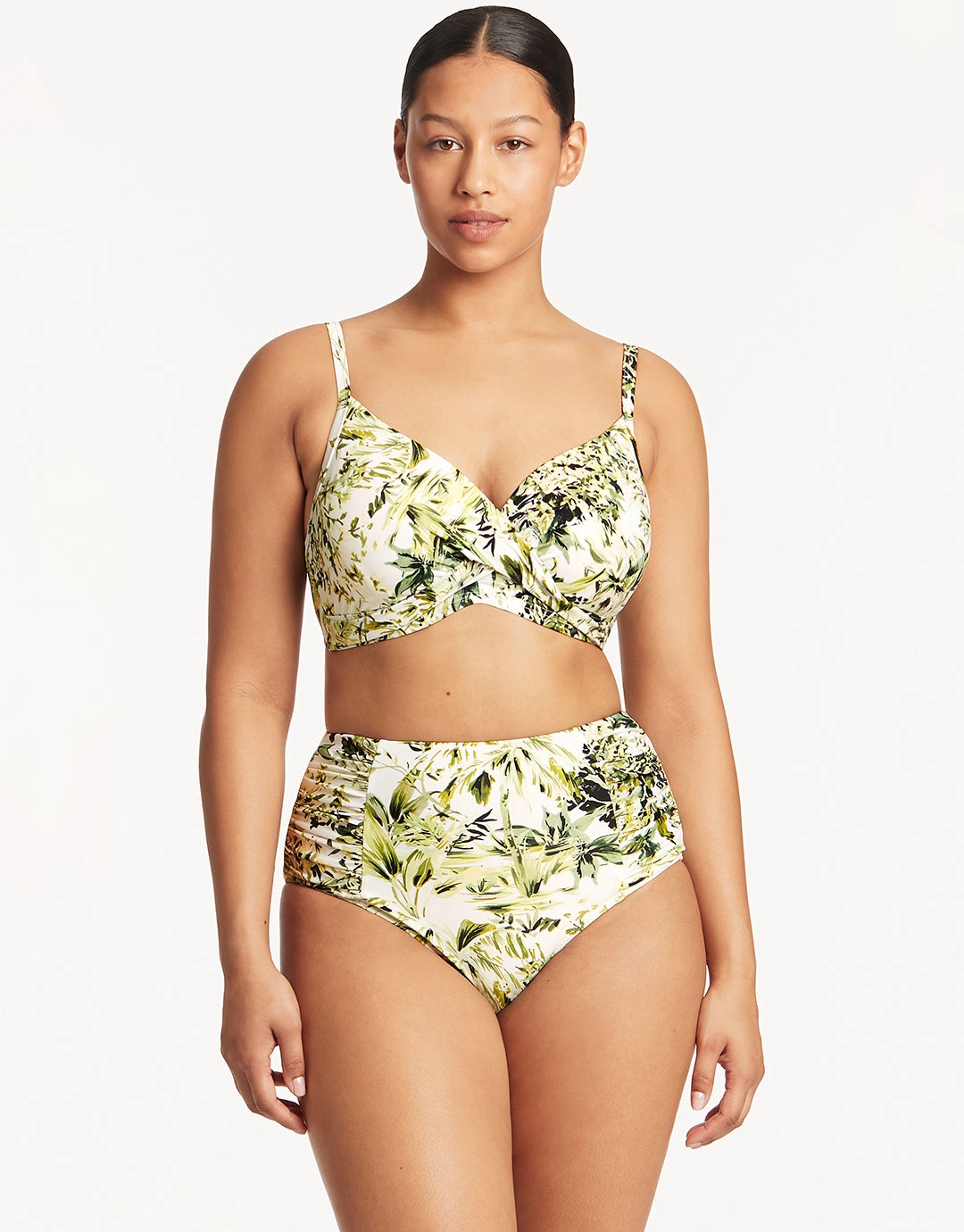 Troppica High Waist Gathered Side Bikini Pant - White