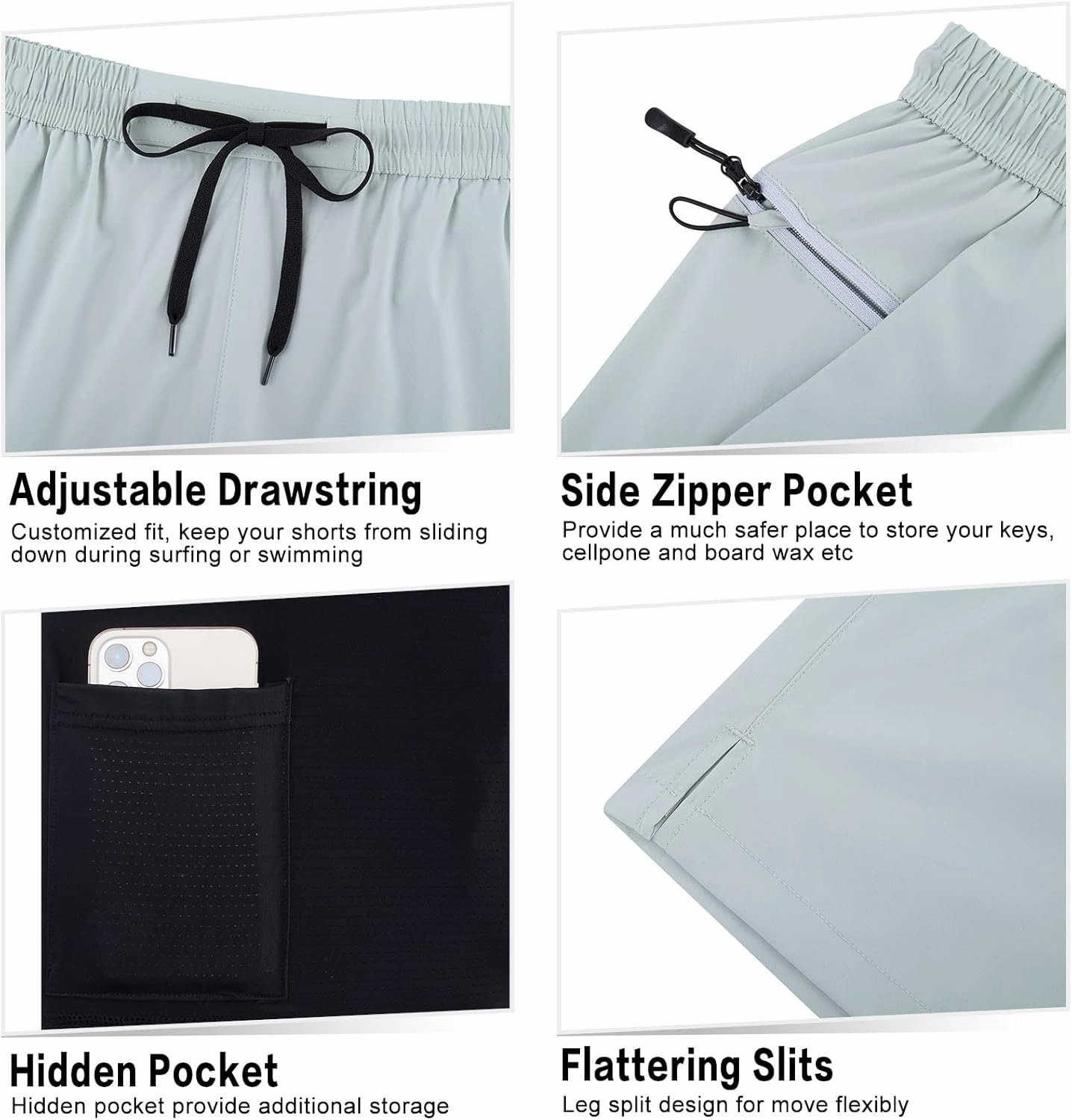 TUONROAD Mens Swim Trunks with Compression Liner 2 in 1 Board Shorts 7 Inch Quick Dry Swimming Shorts with Zipper Pockets
