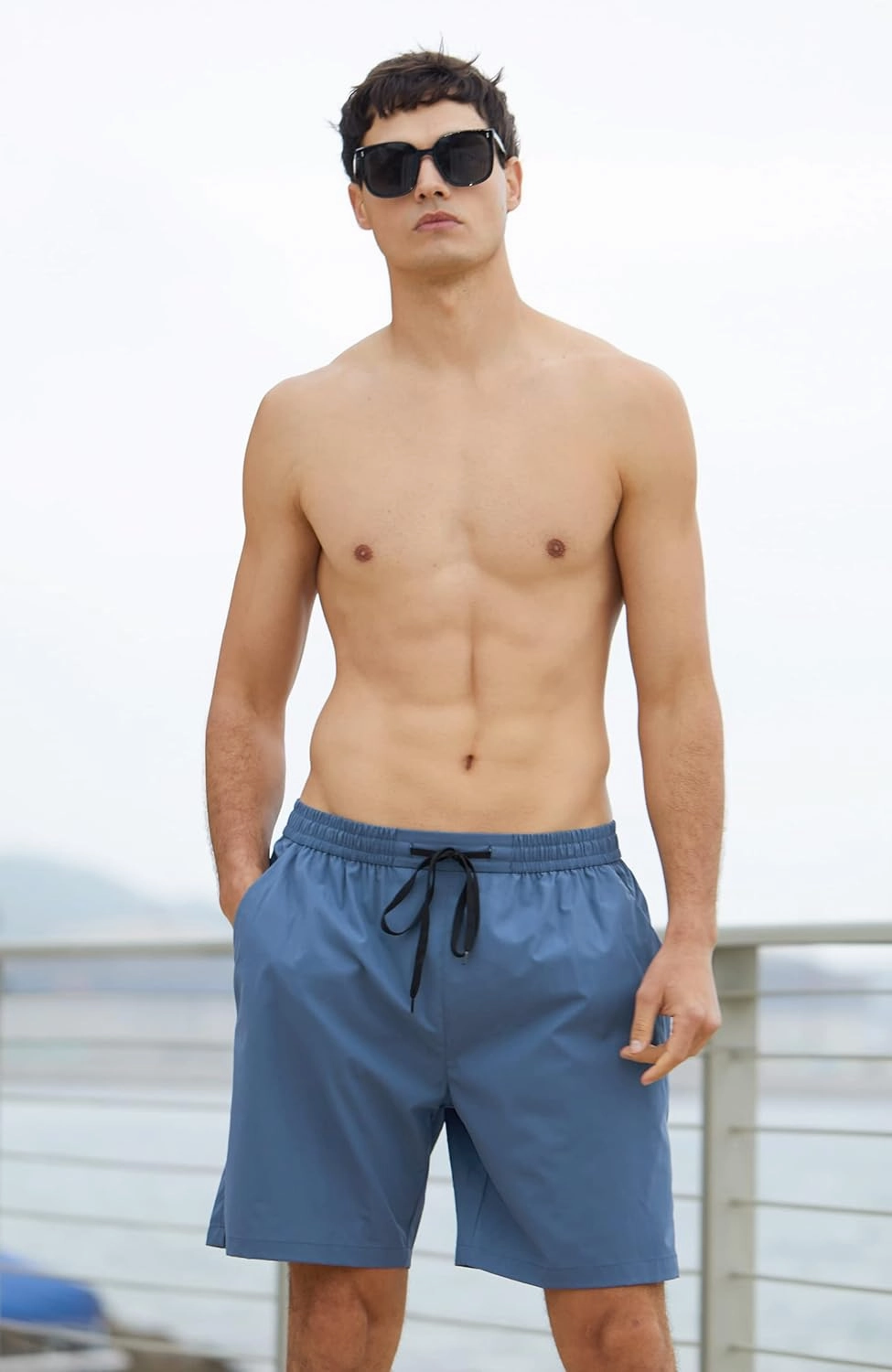 TUONROAD Mens Swim Trunks with Compression Liner 2 in 1 Board Shorts 7 Inch Quick Dry Swimming Shorts with Zipper Pockets