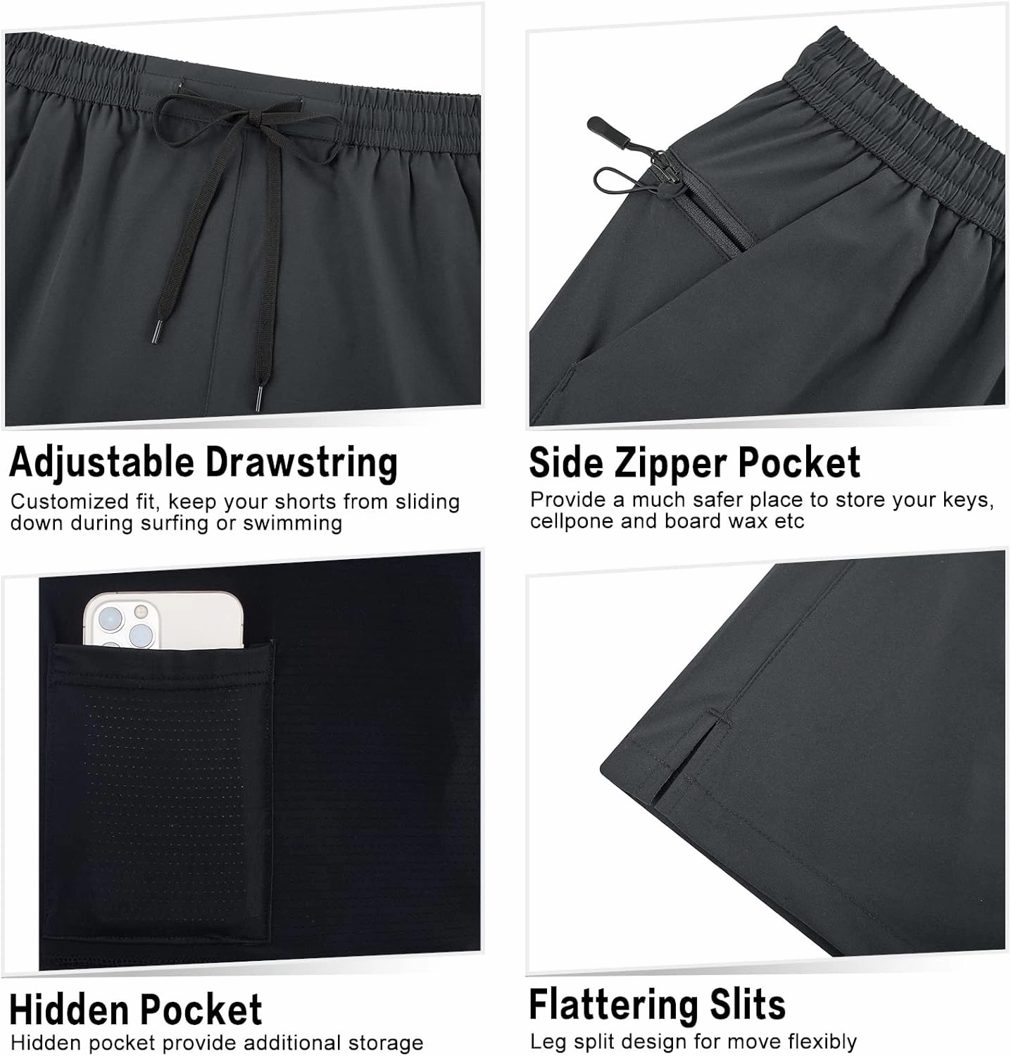 TUONROAD Mens Swim Trunks with Compression Liner 2 in 1 Board Shorts 7 Inch Quick Dry Swimming Shorts with Zipper Pockets