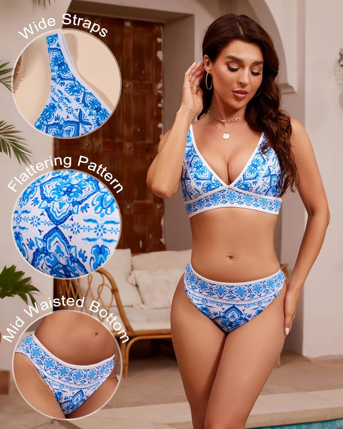 Two Piece Bathing Suit for Women Tummy Control Swimsuits High Waisted Bestselling Bikini Sets Floral Push Up Top