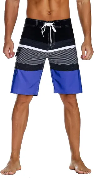 unitop Men's Bathing Board Trunks Beach Shorts Holiday Hawaiian Colorful Striped