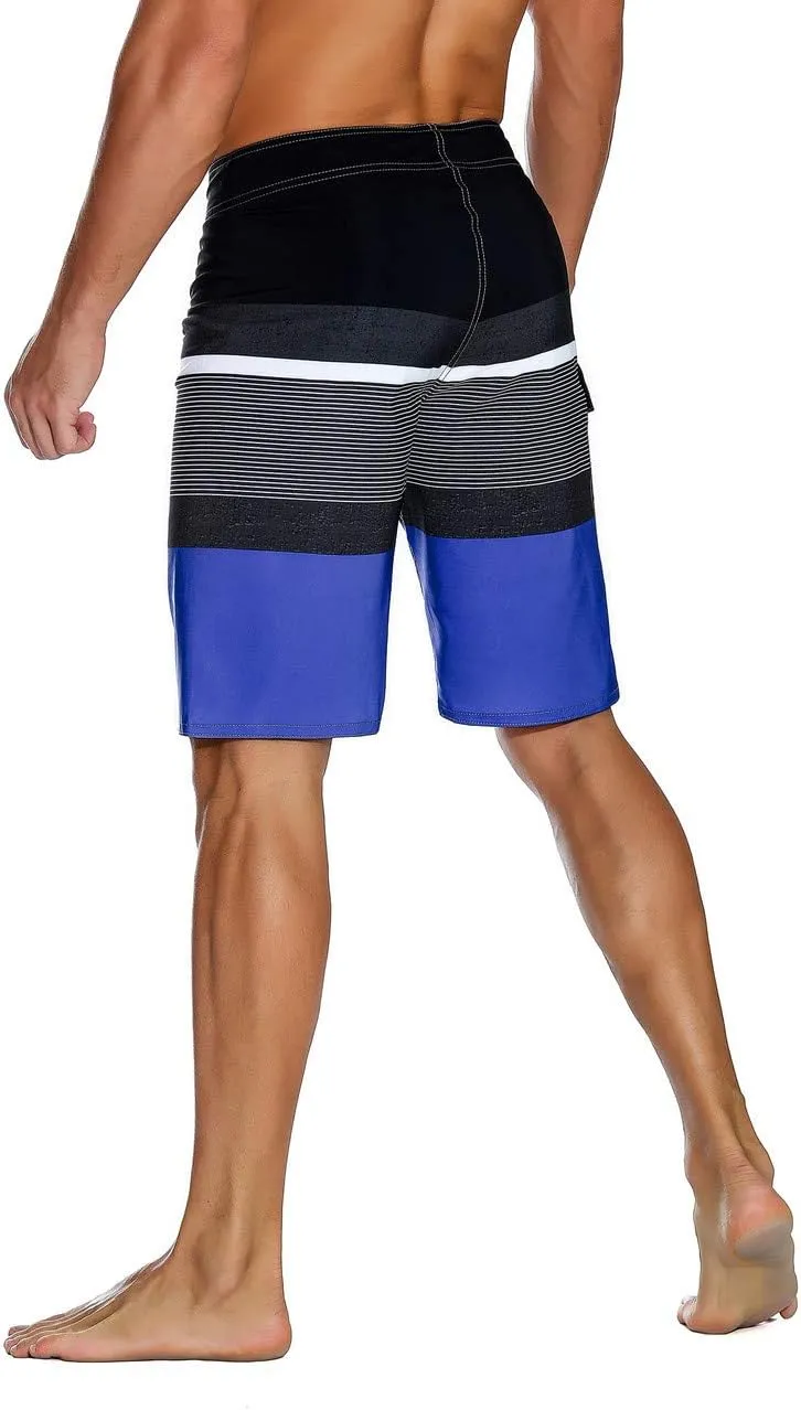 unitop Men's Bathing Board Trunks Beach Shorts Holiday Hawaiian Colorful Striped