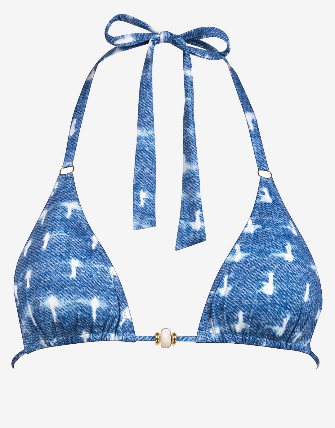 Urban Indigo Triangle Bikini Top - Denim White