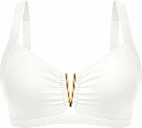 V Wired Bikini Top Only - Vintage Swim Top Padded Bra Swimsuits