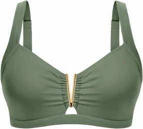V Wired Bikini Top Only - Vintage Swim Top Padded Bra Swimsuits