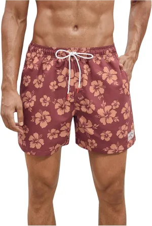Verdusa Men's Colorblock Elastic Drawstring Waist Swim Trunks Summer Beach Board Shorts with Pockets