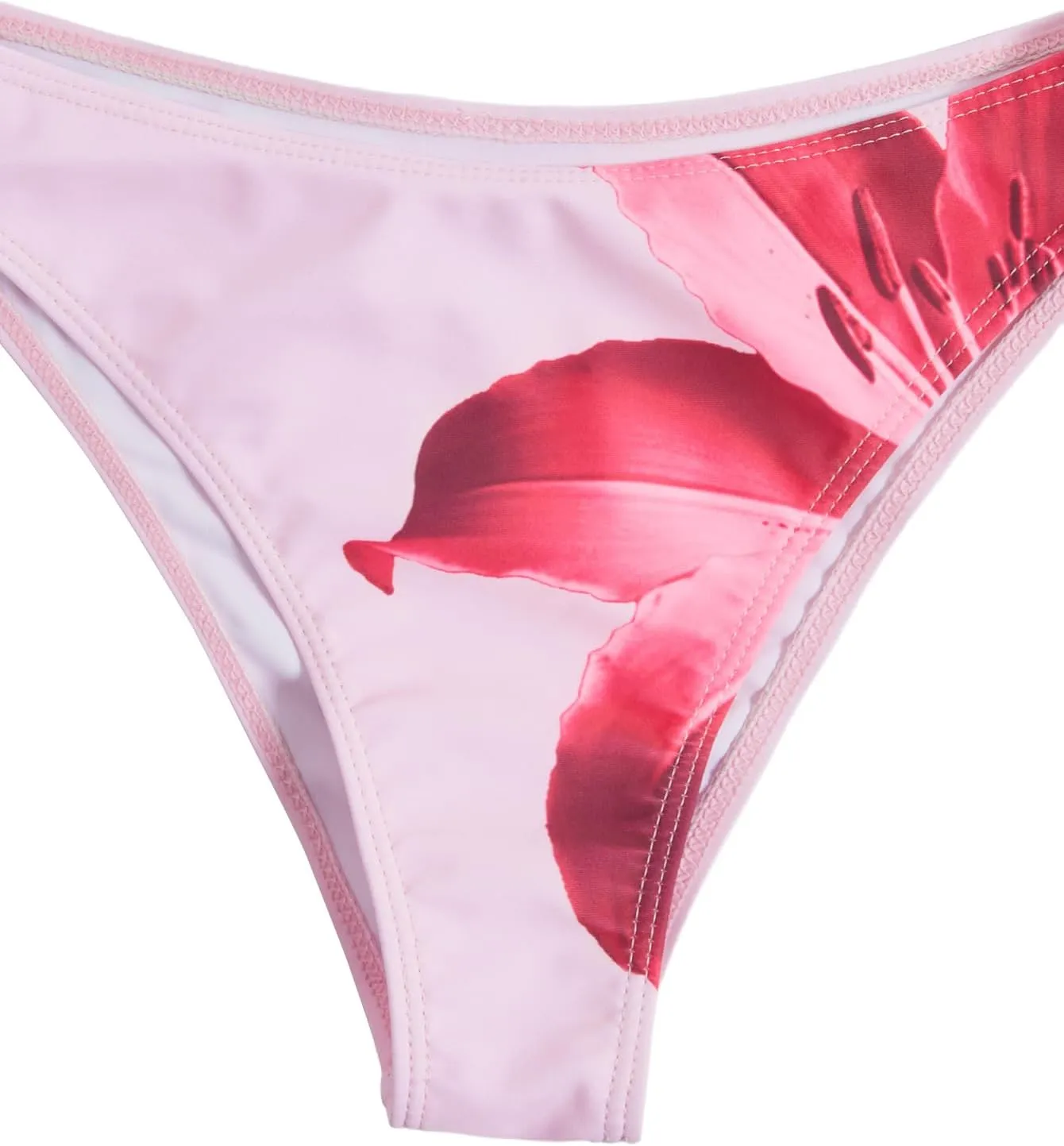 Verdusa Women's 3 Piece Floral Strapless Bikini Set Bandeau Swimsuit with Cover Up Skirt