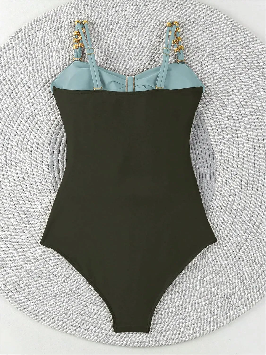 Verdusa Women's Cut Out Colorblock One Piece Swimsuit Ruched Swimwear Bathing Suit