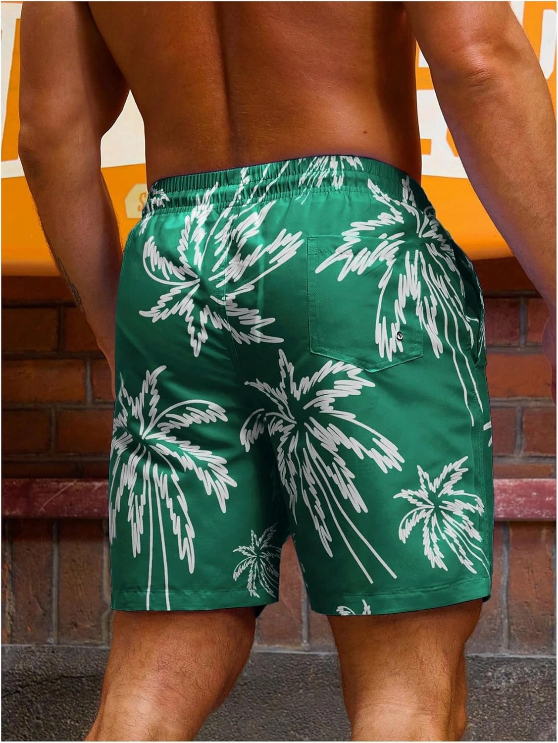 Verdusa Men's Drawstring Waist Swimwear Beach Shorts Swim Trunks with Pockets