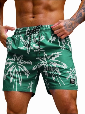 Verdusa Men's Drawstring Waist Swimwear Beach Shorts Swim Trunks with Pockets