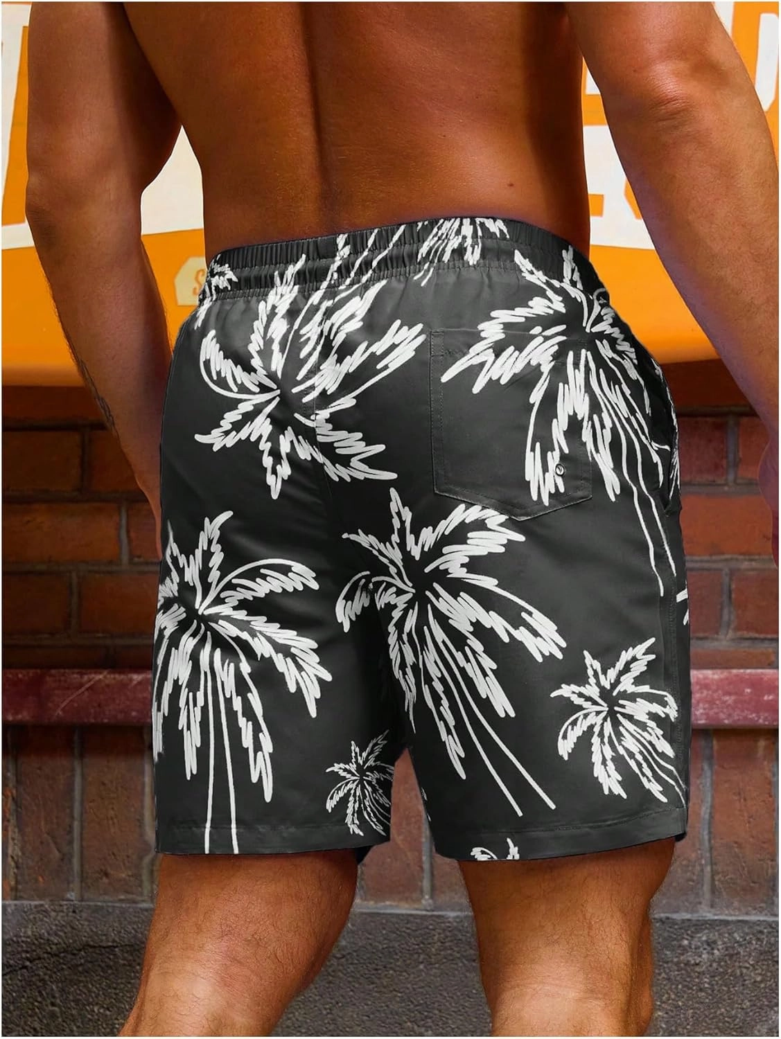 Verdusa Men's Drawstring Waist Swimwear Beach Shorts Swim Trunks with Pockets