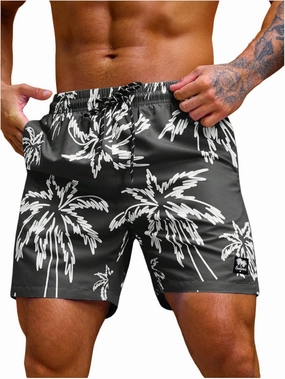 Verdusa Men's Drawstring Waist Swimwear Beach Shorts Swim Trunks with Pockets