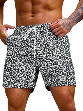 Verdusa Men's Drawstring Waist Swimwear Beach Shorts Swim Trunks with Pockets