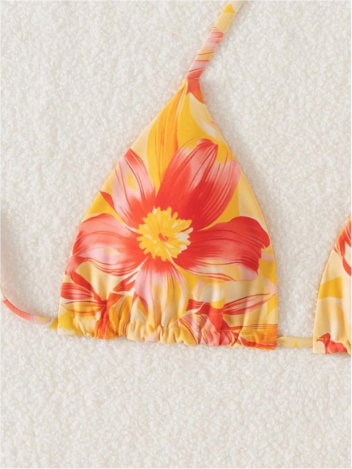Verdusa Women's Reversible Floral Print Triangle Halter Bikini Tops Tie Backless Swimwear Top
