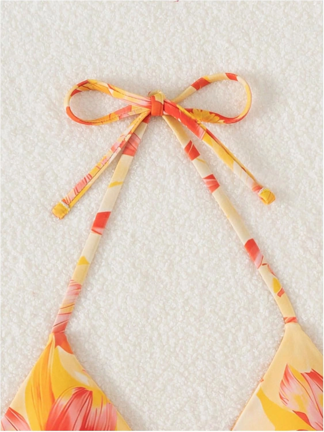 Verdusa Women's Reversible Floral Print Triangle Halter Bikini Tops Tie Backless Swimwear Top