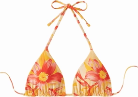 Verdusa Women's Reversible Floral Print Triangle Halter Bikini Tops Tie Backless Swimwear Top