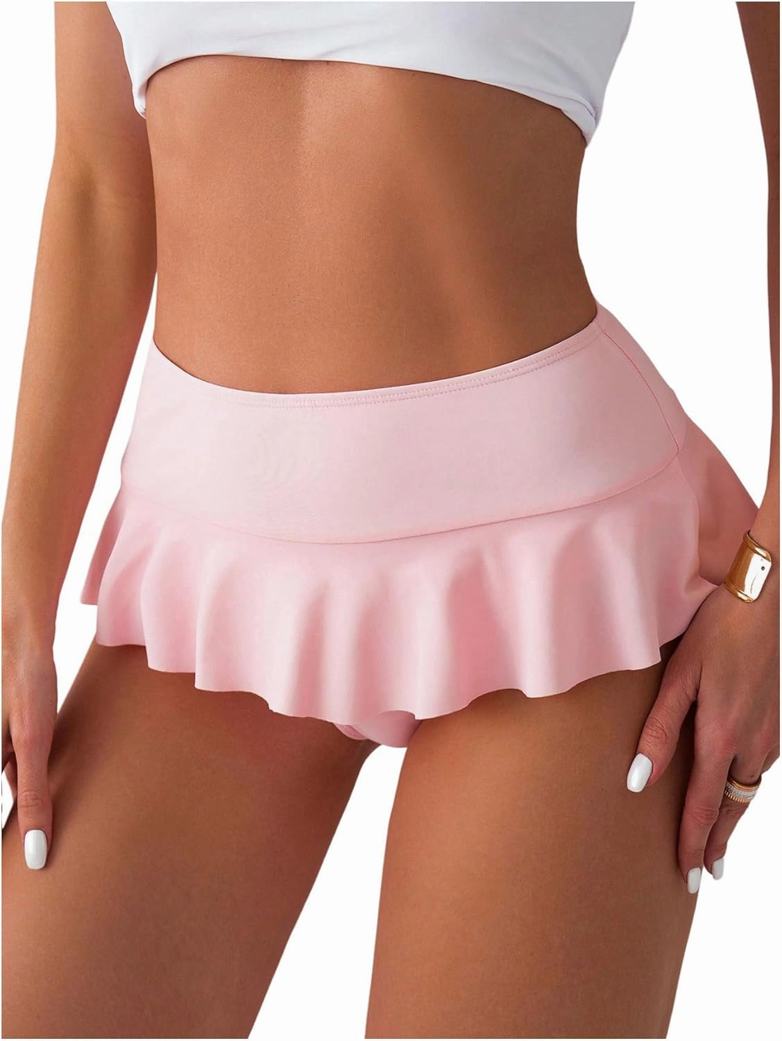 Verdusa Women's Ruffled Bikini Bottoms High Waist Beachwear Swim Briefs