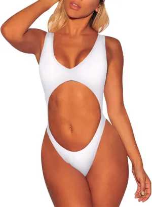 Viottiset Women's Cutout High Cut One Piece Thong Swimsuit Bikini Monokini Bandage