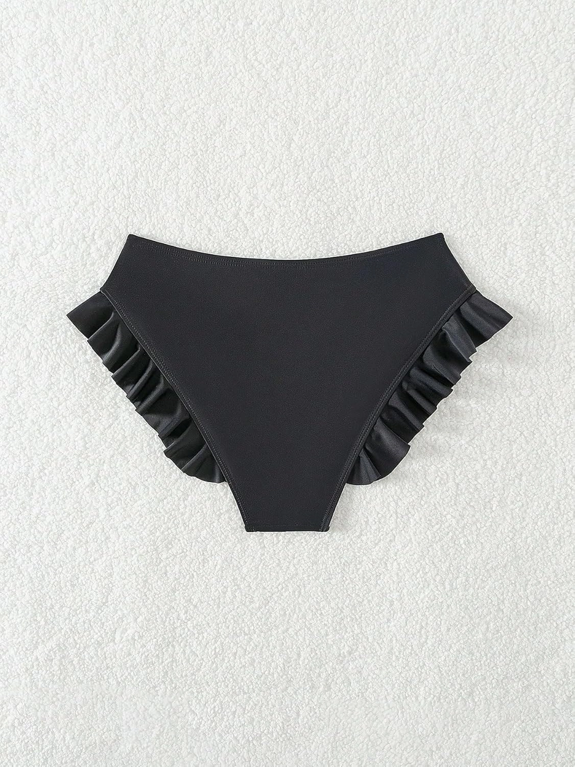 WDIRARA Women's Ruffle Bikini Bottoms High Waist Full Coverage Swim Briefs Bathing Suit Beachwear