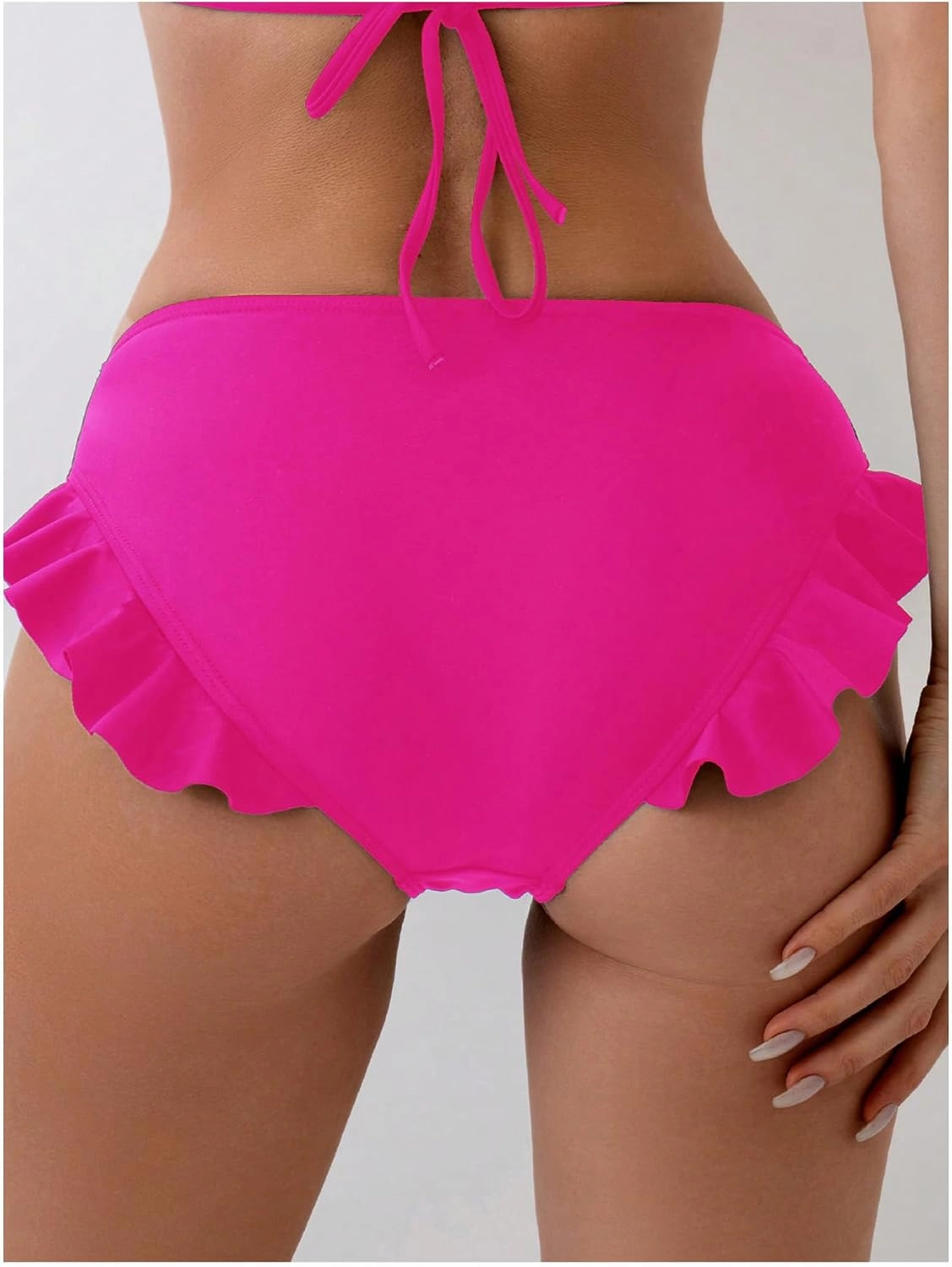 WDIRARA Women's Ruffle Bikini Bottoms High Waist Full Coverage Swim Briefs Bathing Suit Beachwear