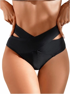 WDIRARA Women's Ruffle Bikini Bottoms High Waist Full Coverage Swim Briefs Bathing Suit Beachwear