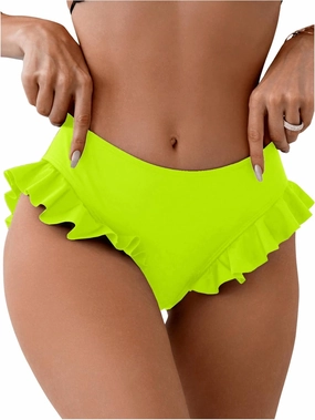 WDIRARA Women's Ruffle Bikini Bottoms High Waist Full Coverage Swim Briefs Bathing Suit Beachwear