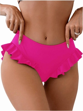 WDIRARA Women's Ruffle Bikini Bottoms High Waist Full Coverage Swim Briefs Bathing Suit Beachwear