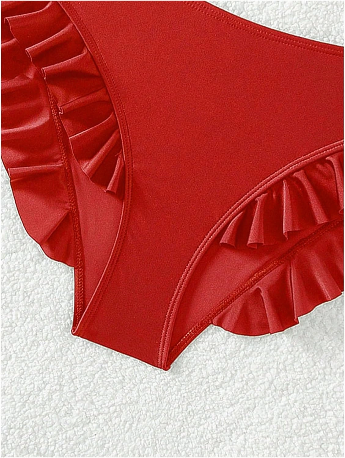 WDIRARA Women's Ruffle Bikini Bottoms High Waist Full Coverage Swim Briefs Bathing Suit Beachwear