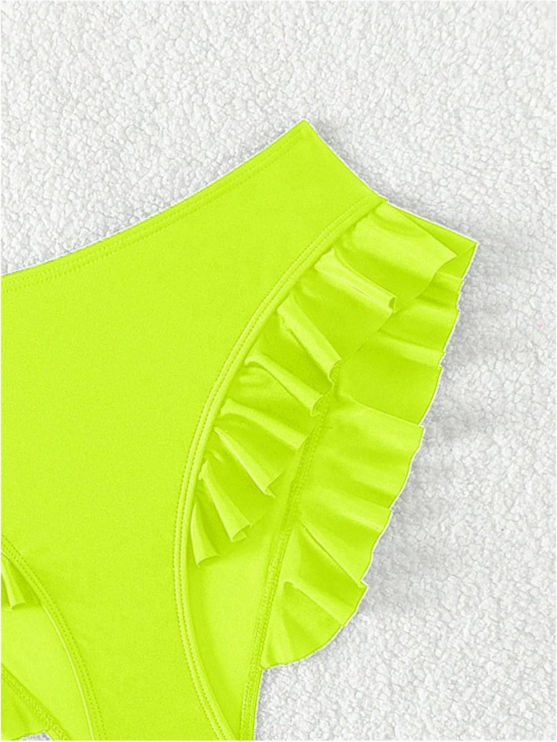 WDIRARA Women's Ruffle Bikini Bottoms High Waist Full Coverage Swim Briefs Bathing Suit Beachwear