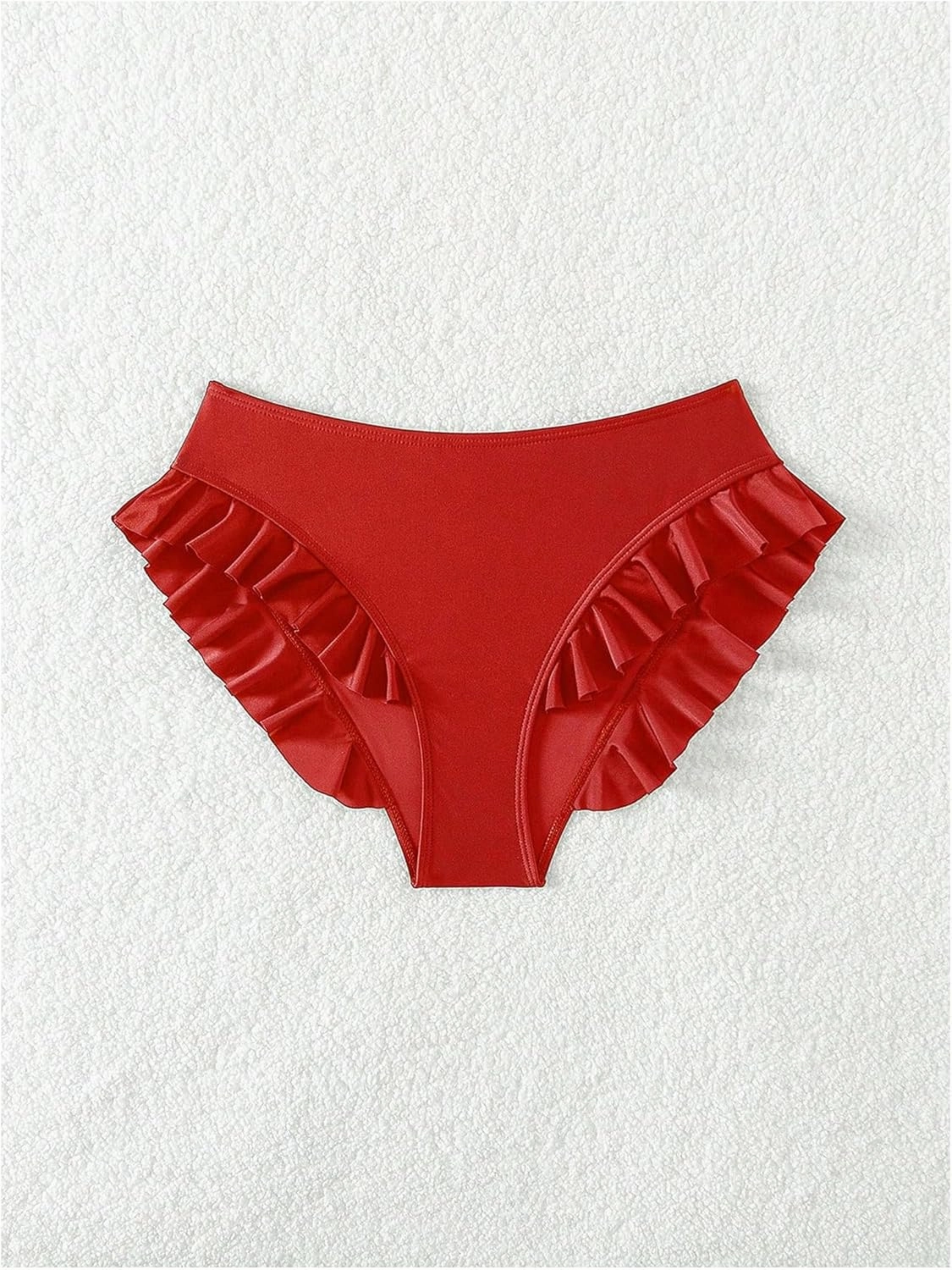 WDIRARA Women's Ruffle Bikini Bottoms High Waist Full Coverage Swim Briefs Bathing Suit Beachwear