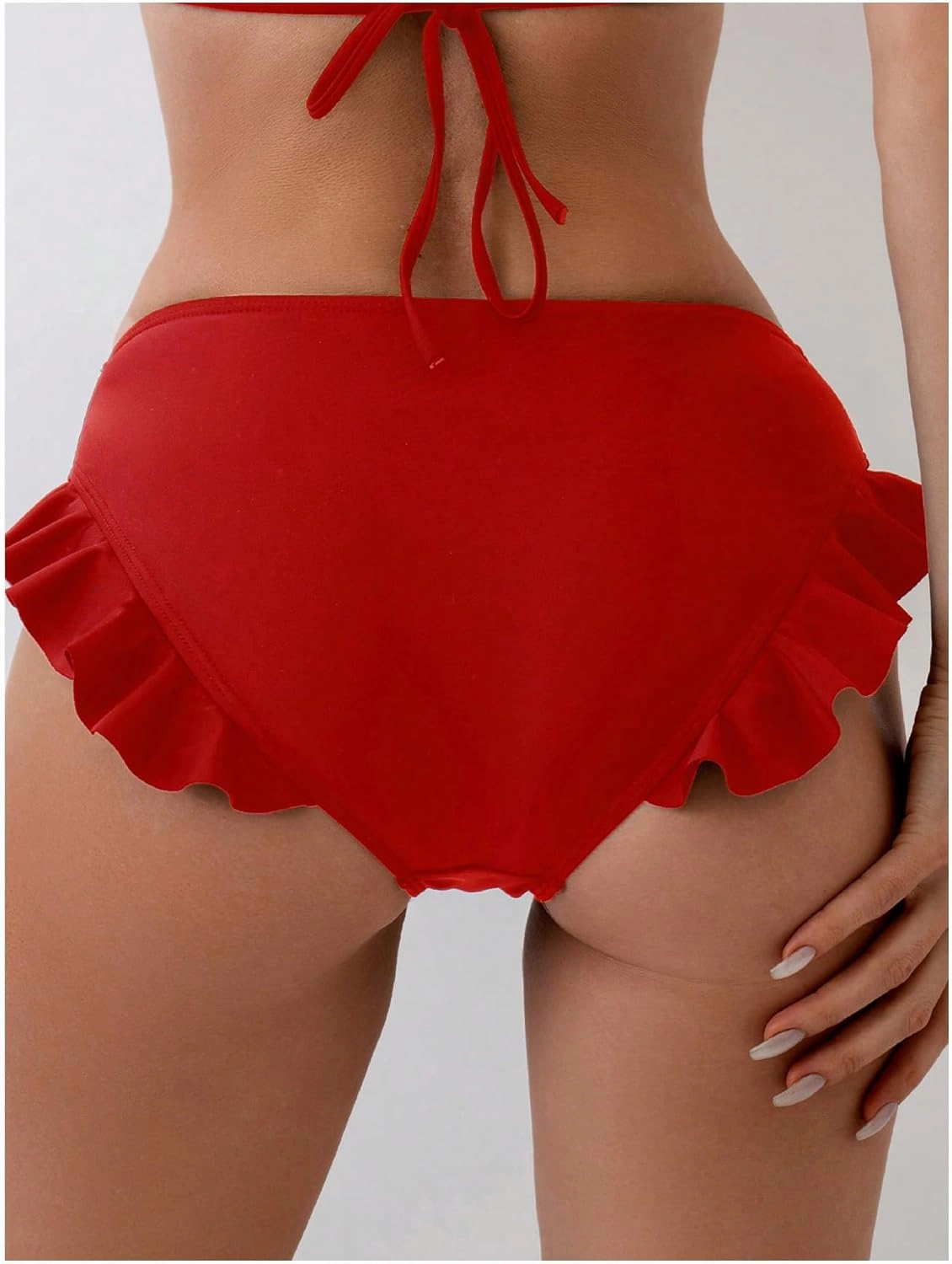 WDIRARA Women's Ruffle Bikini Bottoms High Waist Full Coverage Swim Briefs Bathing Suit Beachwear
