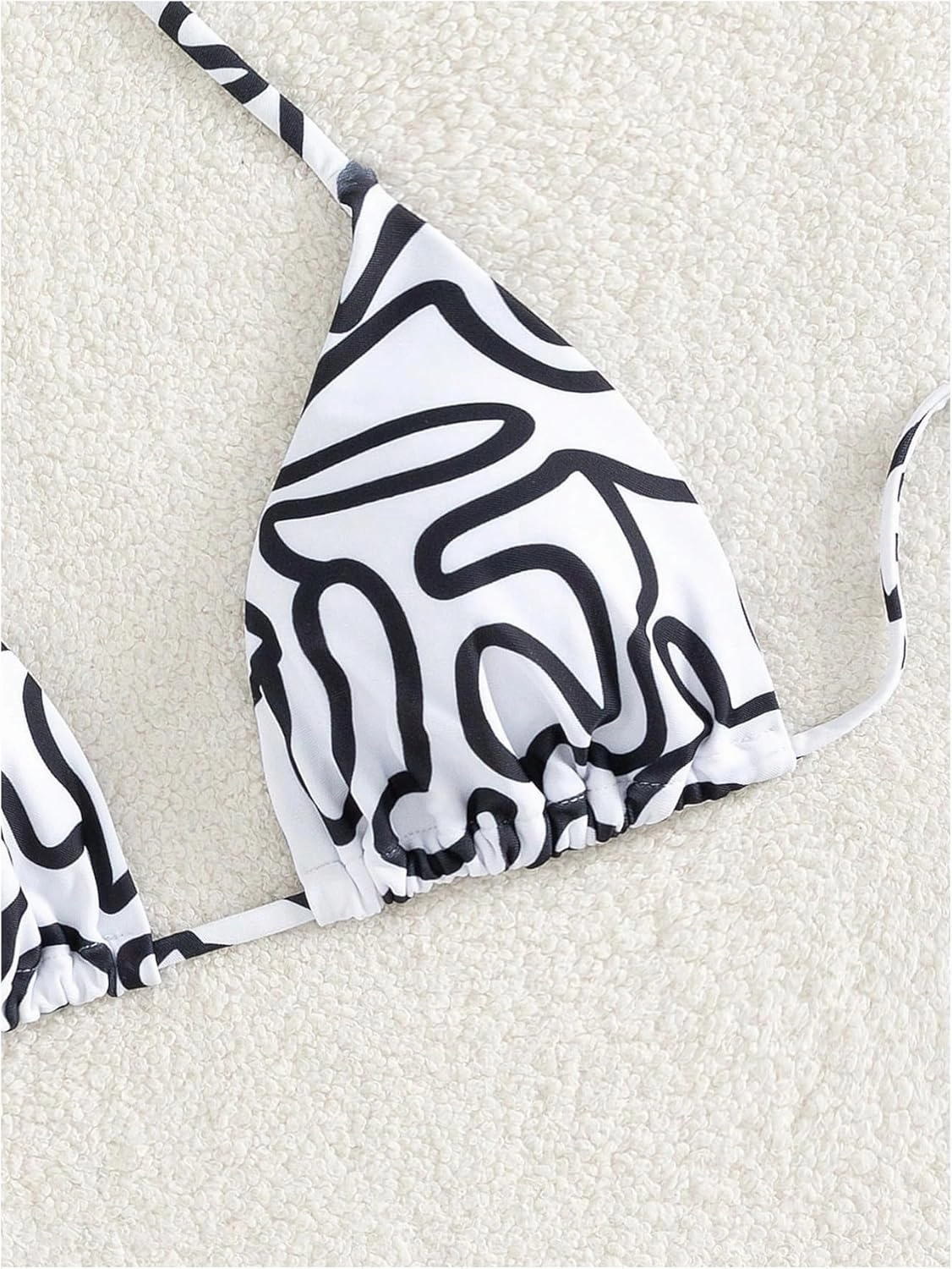 WDIRARA Women's Tropical Print Halter Bikini Top Tie Backless Swim Top
