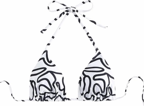 WDIRARA Women's Tropical Print Halter Bikini Top Tie Backless Swim Top