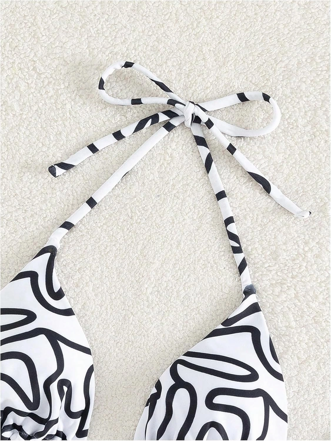 WDIRARA Women's Tropical Print Halter Bikini Top Tie Backless Swim Top
