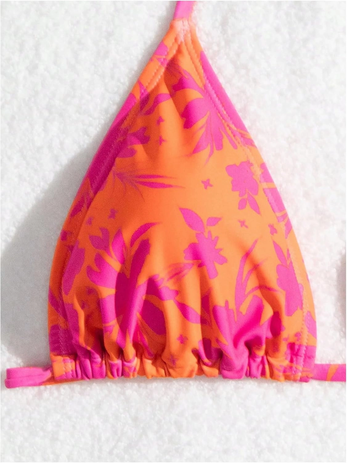 WDIRARA Women's Tropical Print Halter Bikini Top Tie Backless Swim Top