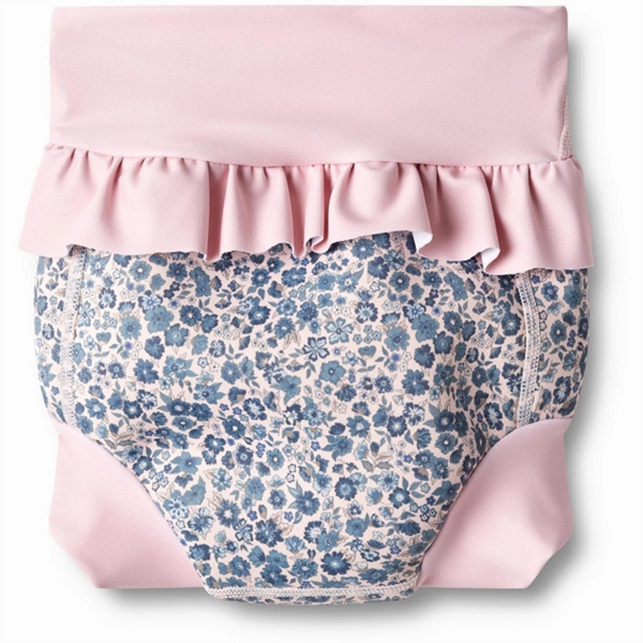 Wheat Blue Flower Meadow Neoprene Swim Pants Ruffle