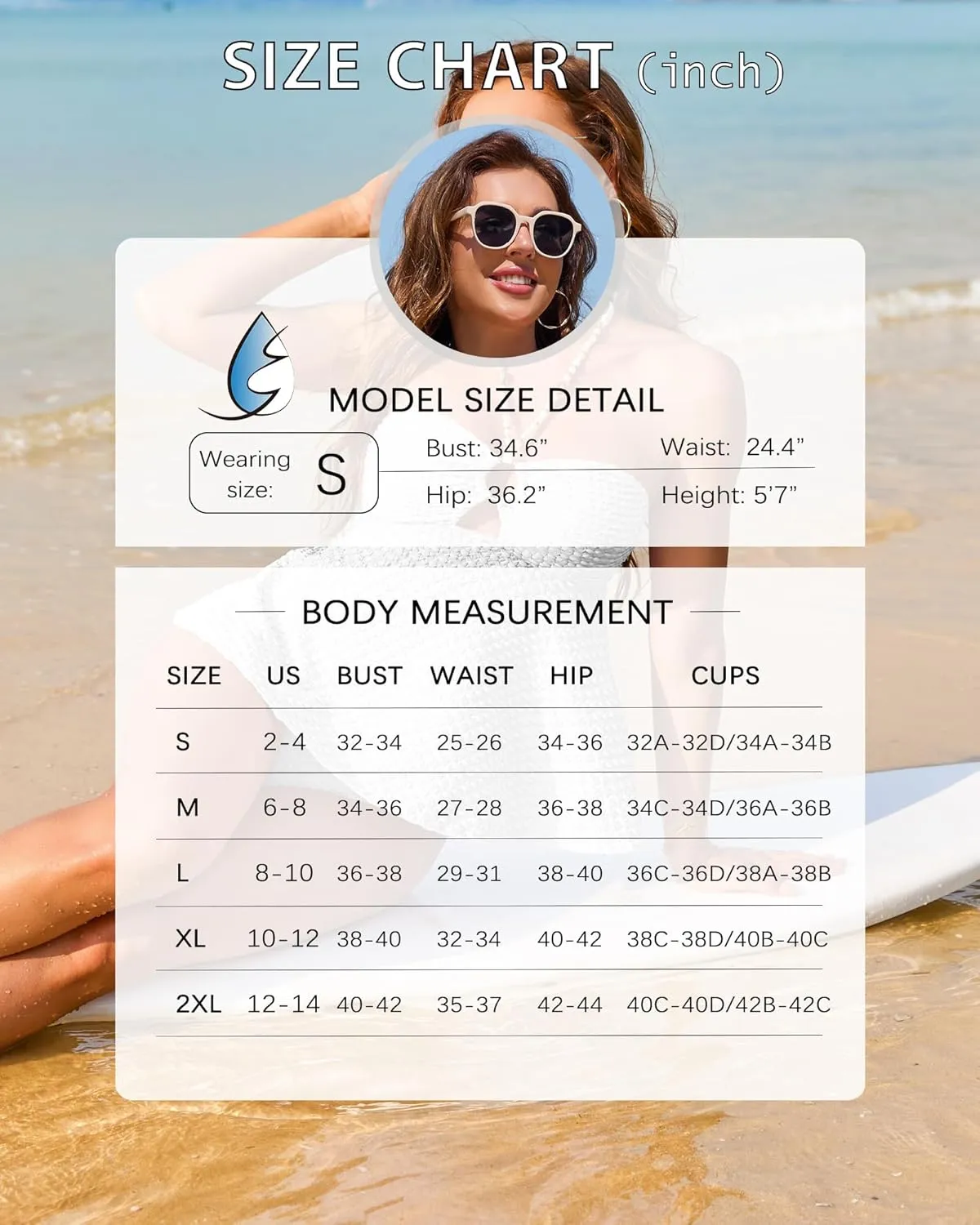 Women Bandeau Swimsuit Two Piece - Tummy Control Bathing Suit Full Coverage High Waisted Bikini Sets Halter Teens