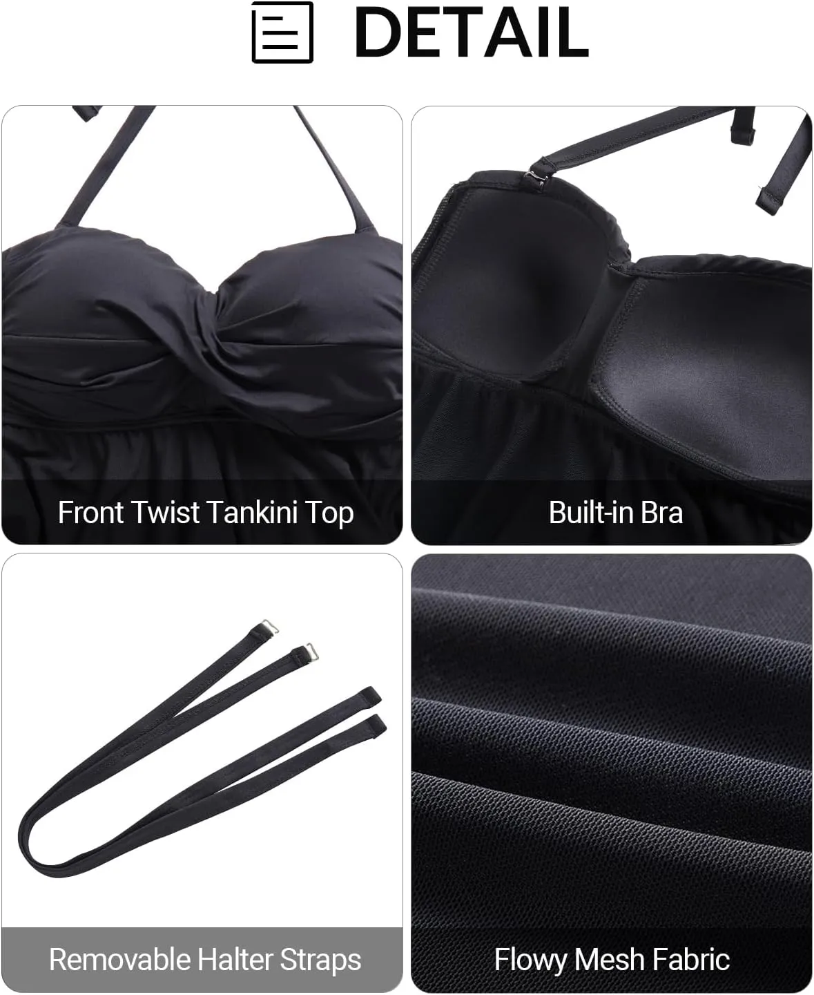 Women Bandeau Tankini Top Only Mesh Strapless Swimsuits Top Halter Flyaway Bathing Suits No Bottom