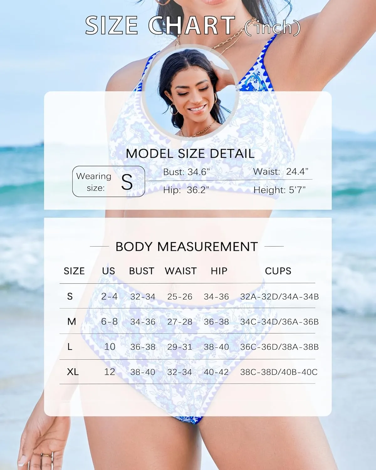 Women High Waisted Bikini Sets-Tummy Control Swimsuit Two Piece Bathing Suit Full Coverage Teen Triangle Top Floral